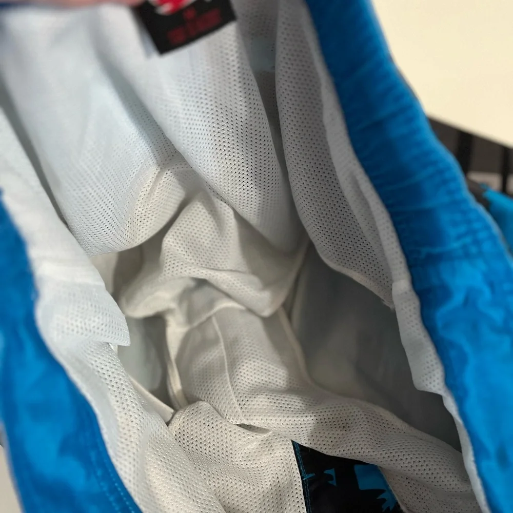 Tony Hawk Blue and Black Board Shorts with Palm Tree Design Medium swim trunks